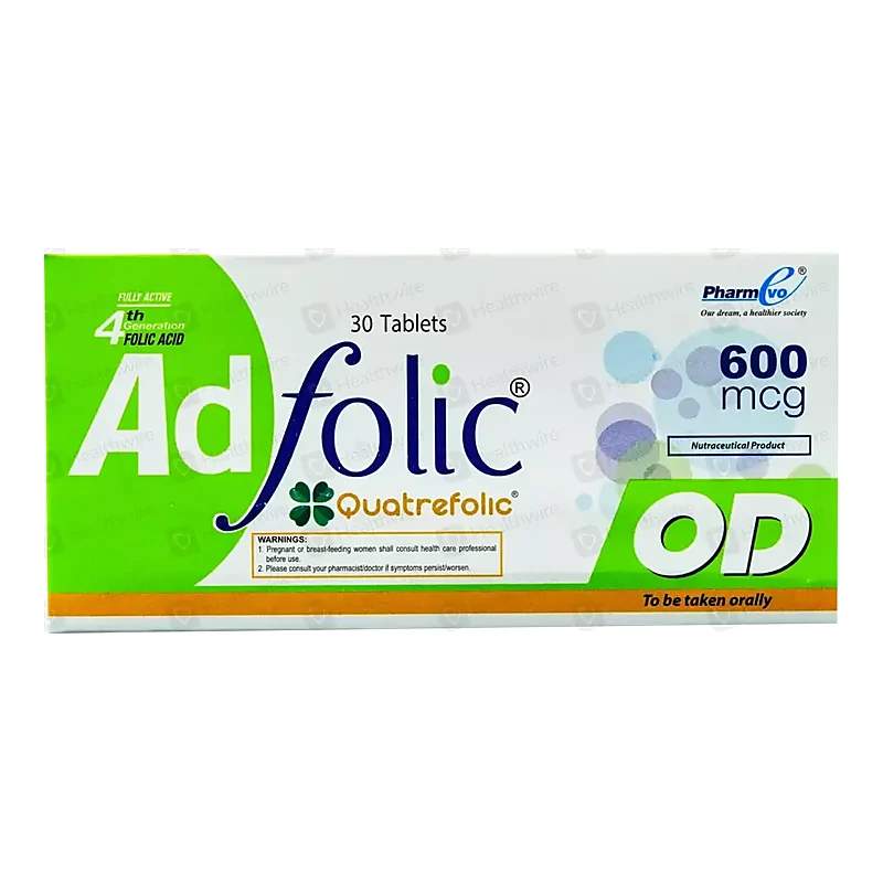 Ad Folic Od (600Mcg) 30 Tablets — authentic medicine packaging