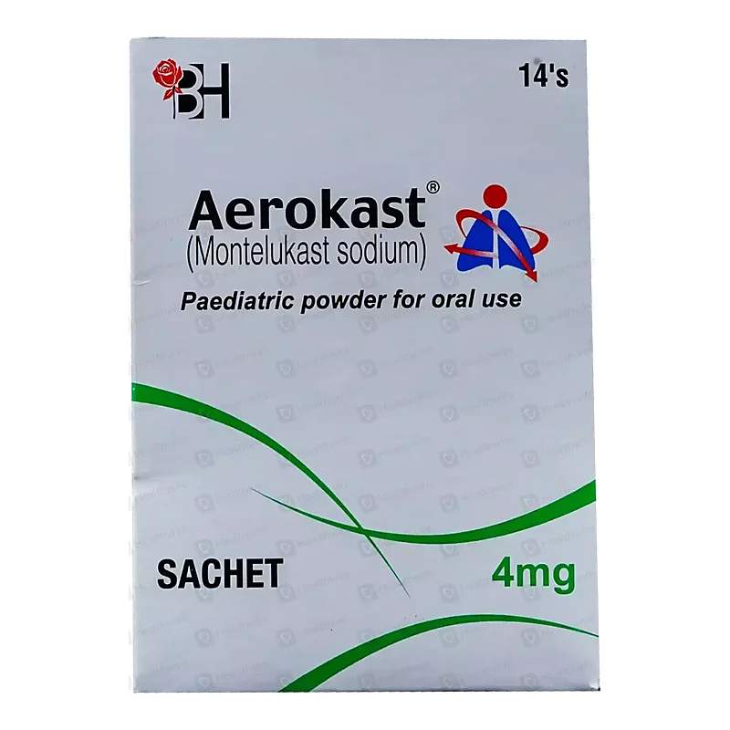 Aerokast (4Mg) 14 Sachets — authentic medicine packaging