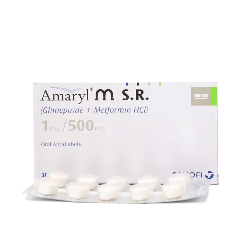 Amaryl M Sr (1/500Mg) 30 Tablets — authentic medicine packaging
