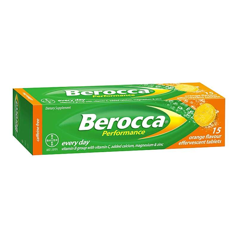 Berocca Performance (Orange) 15 Effervescent Tablets — authentic medicine packaging