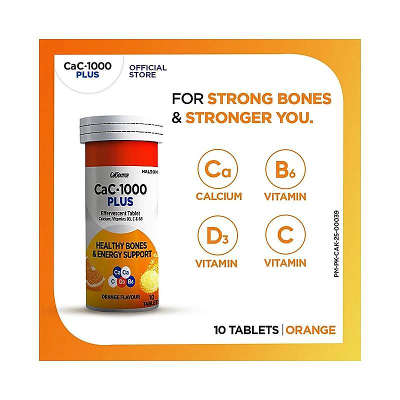 Cac-1000 (Orange Flavour) 10 Tablets — authentic medicine packaging