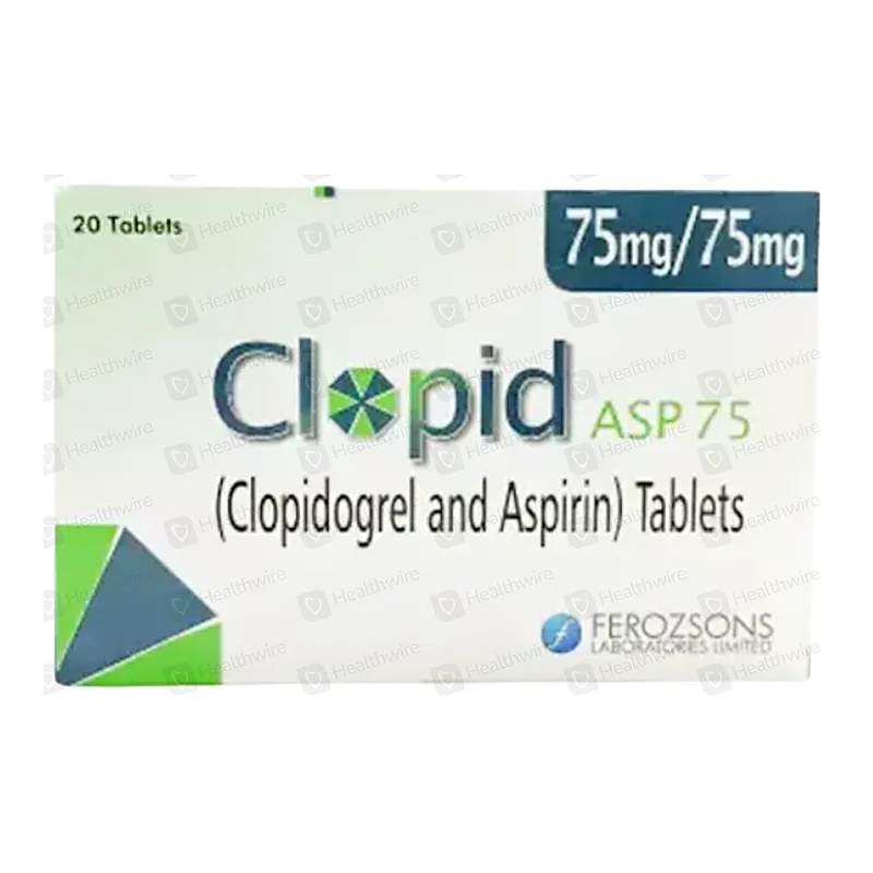 Clopid Asp 75Mg (20 Tablets) — authentic medicine packaging