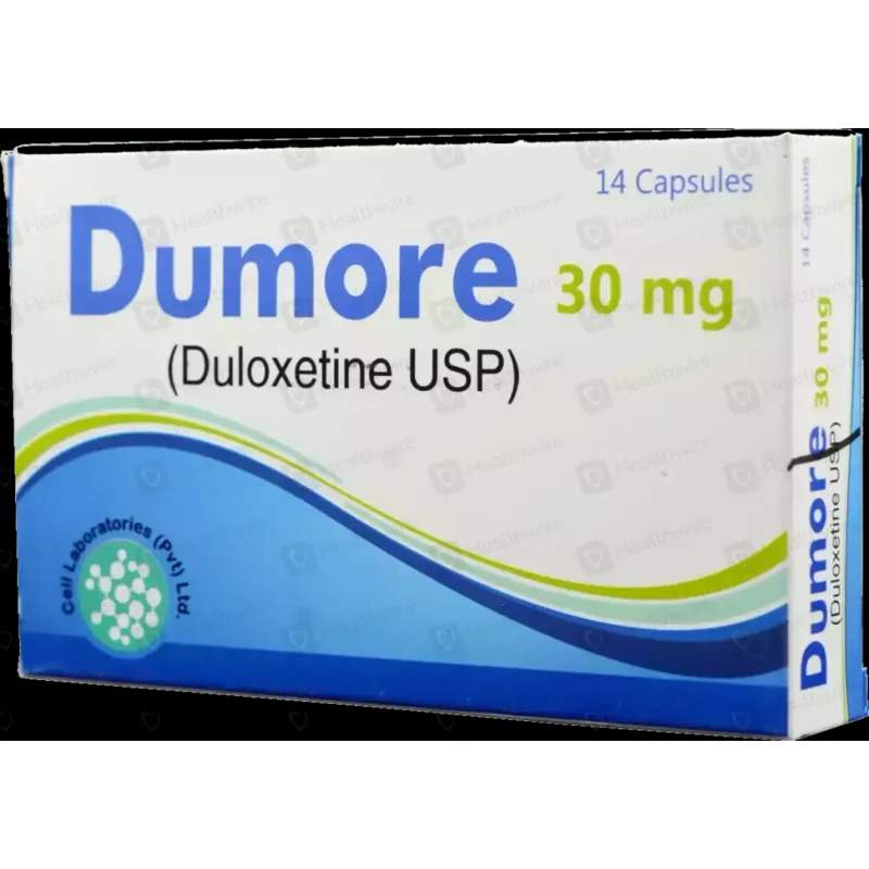 Dumore (30Mg) 14 Capsules — authentic medicine packaging