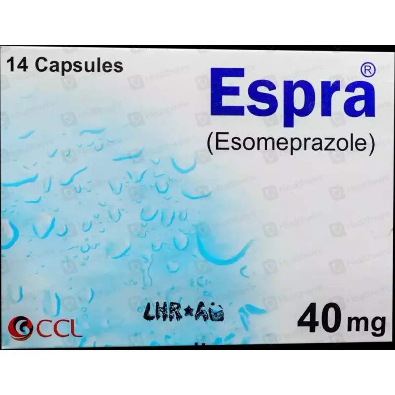 Espra (40Mg) 14 Capsules — authentic medicine packaging