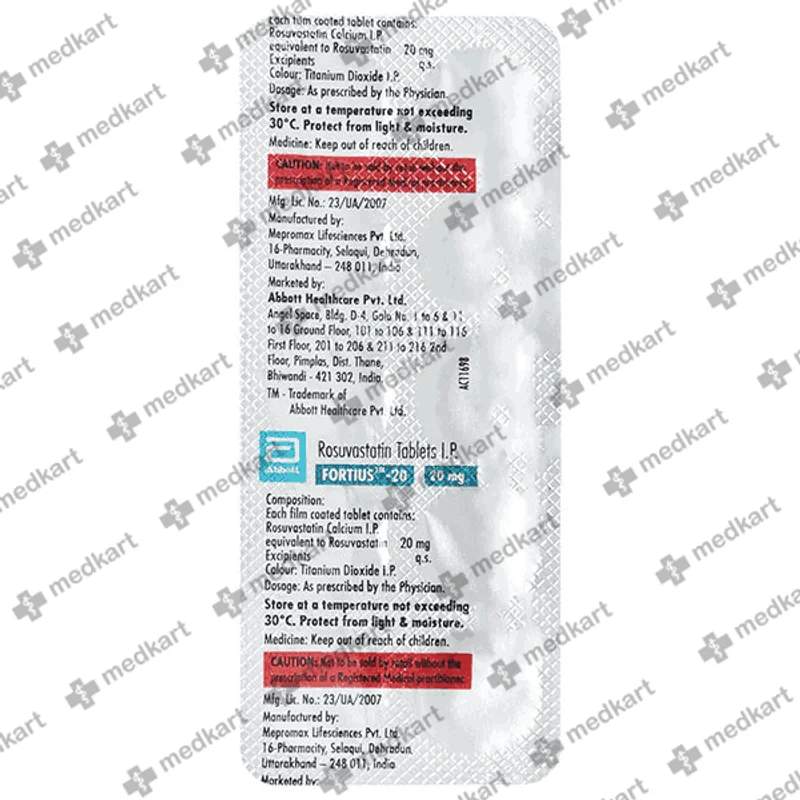Fortius (20Mg) 10 Tablets — authentic medicine packaging