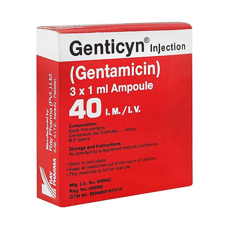 Genticyn (40Mg) 1Ml, 1 Ampoule Injection — authentic medicine packaging