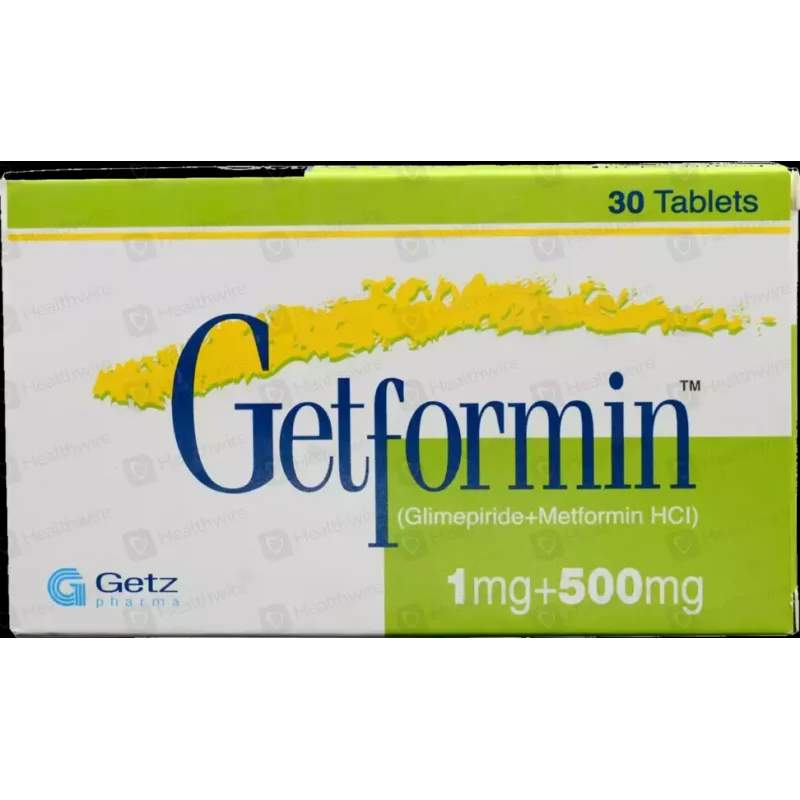Getformin (1/500Mg) 30 Tablets — authentic medicine packaging