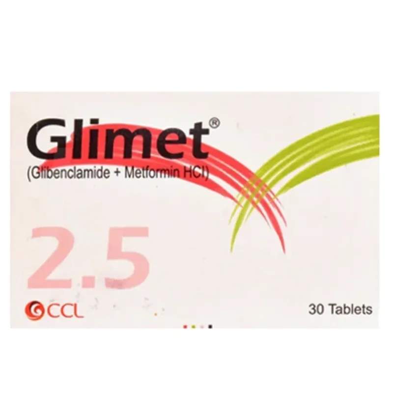 Glimet (2.5/500Mg) 30 Tablets — authentic medicine packaging