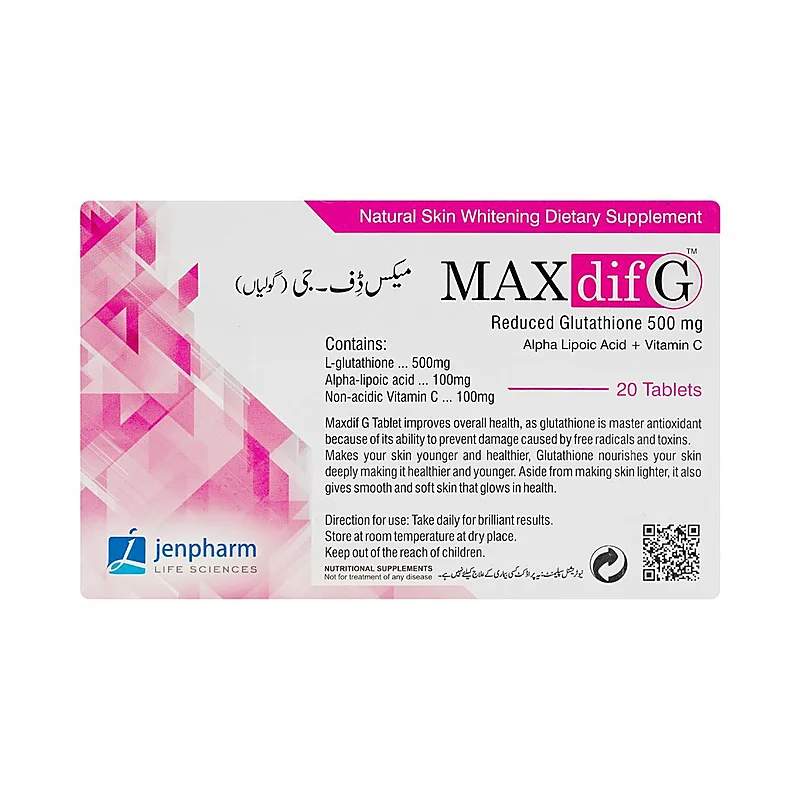 Maxdif G (500Mg) 20 Tablets — authentic medicine packaging