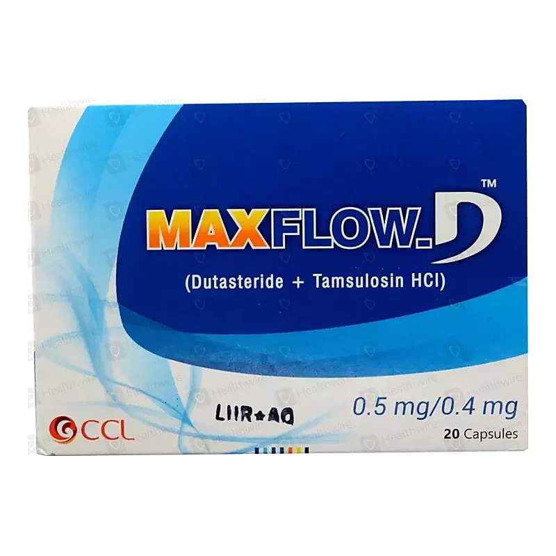 Maxflow (0.4Mg) 20 Capsules — authentic medicine packaging