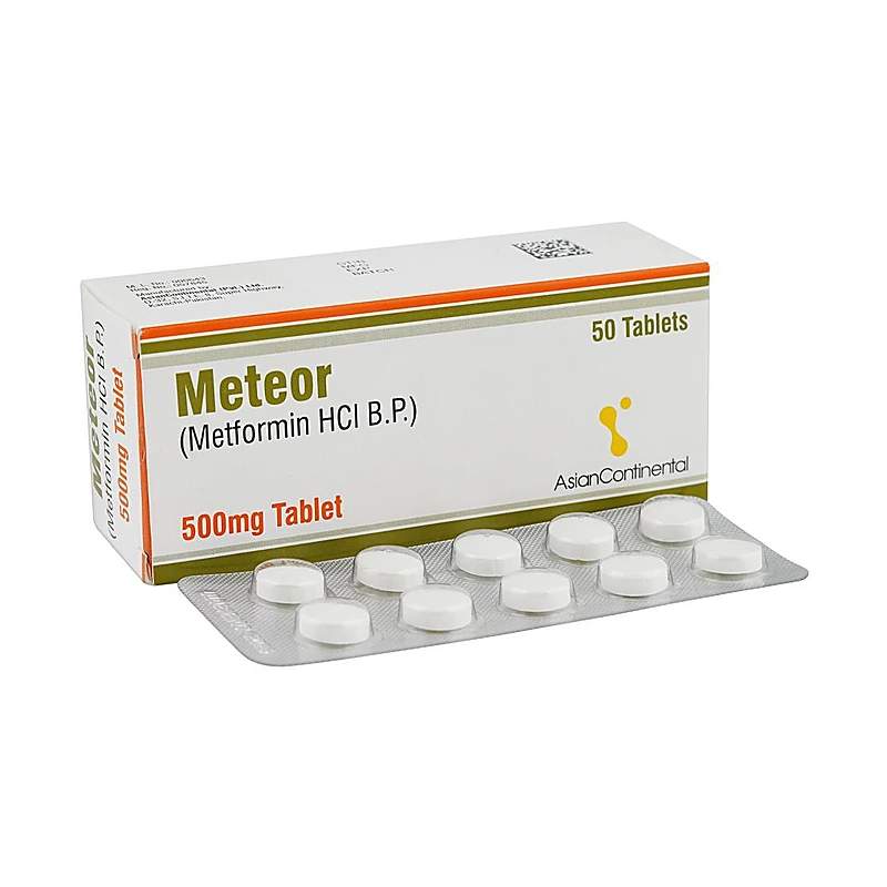 Meteor (500Mg) 50 Tablets — authentic medicine packaging