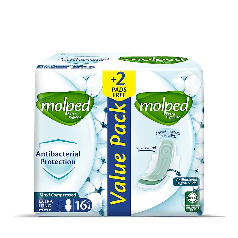 Molped Maxi Thick Extra Long Pads 16Pcs — authentic medicine packaging