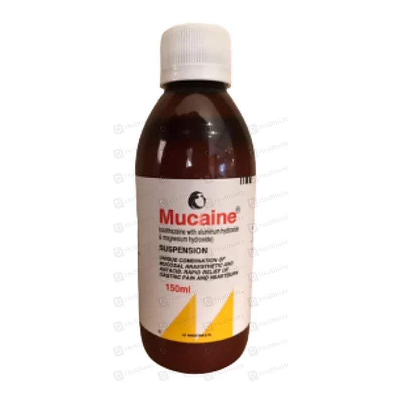 Mucaine (150Ml) Suspension — authentic medicine packaging