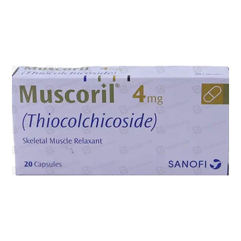 Muscoril (4Mg) 20 Capsules — authentic medicine packaging