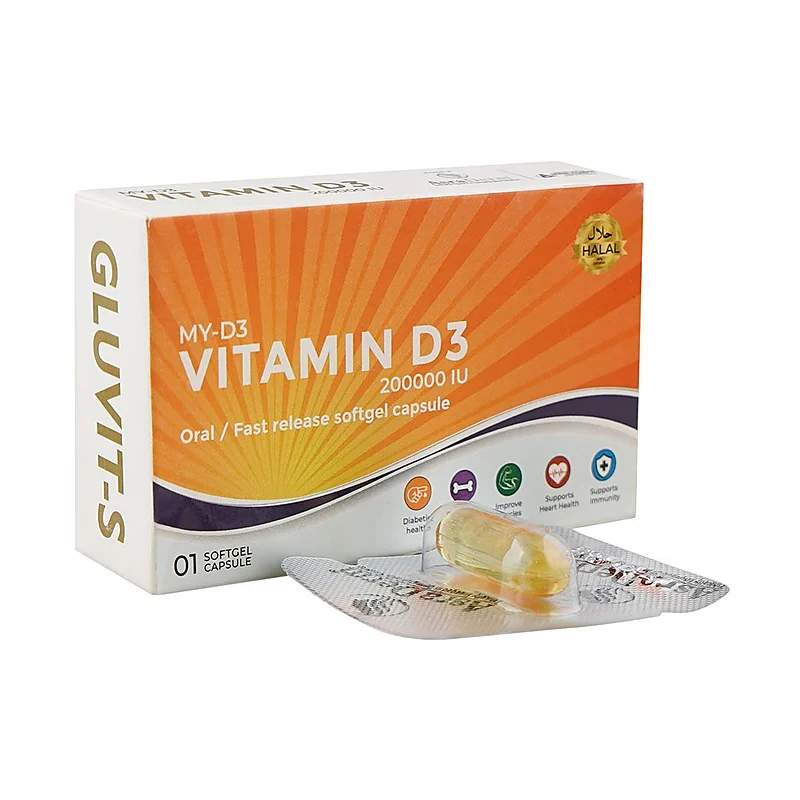 My-D3 Vitamin D3 (200000Iu) 1 Softgel Cap — authentic medicine packaging
