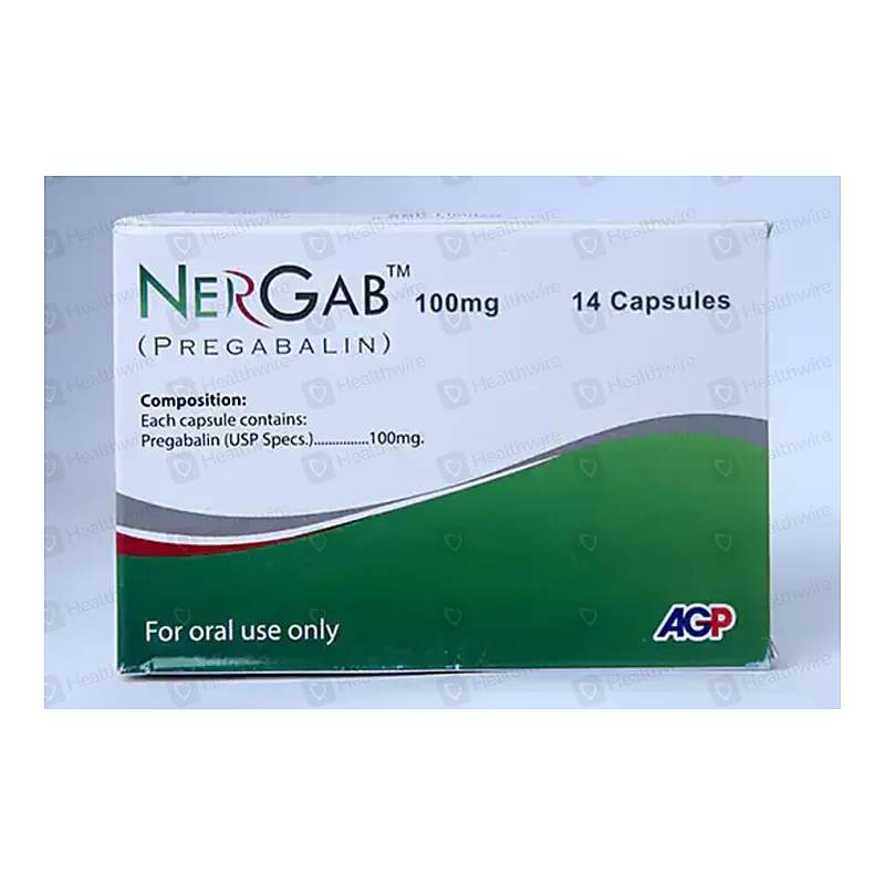 Nergab (50mg) 14 Capsules — authentic medicine packaging