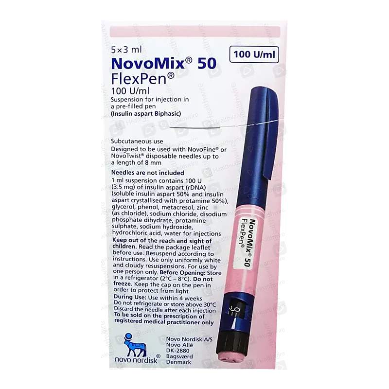 Novomix 50 (100Iu/Ml) 3Ml, 5 Flexpens — authentic medicine packaging