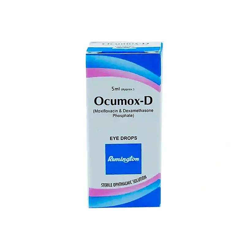 Ocumox-D (0.1/0.5%) 5Ml Eye Drops — authentic medicine packaging