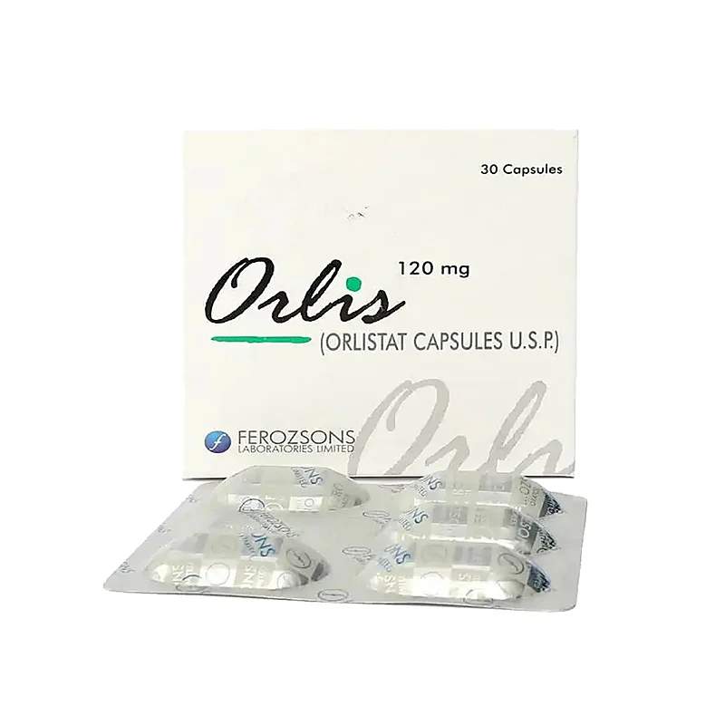 Orlis (120Mg) 30 Capsules — authentic medicine packaging