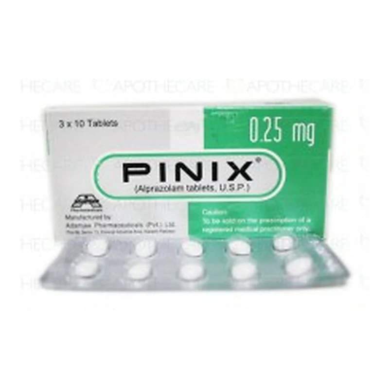 Pinix (0.25Mg) 30 Tablets — authentic medicine packaging