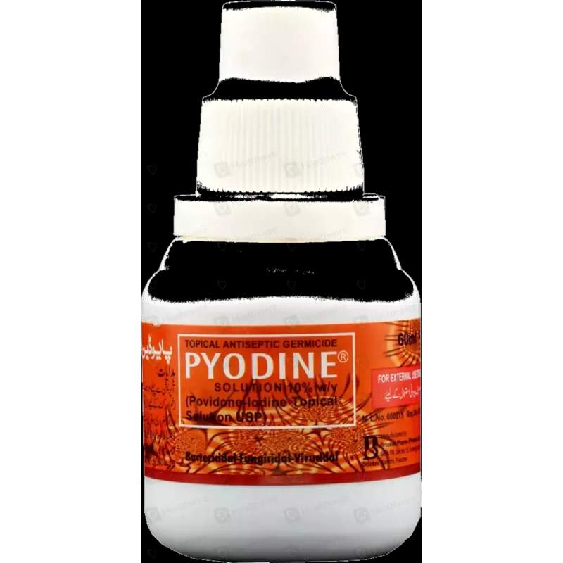 Pyodine Solution (0.1) 60Ml Antiseptic Germicide — authentic medicine packaging