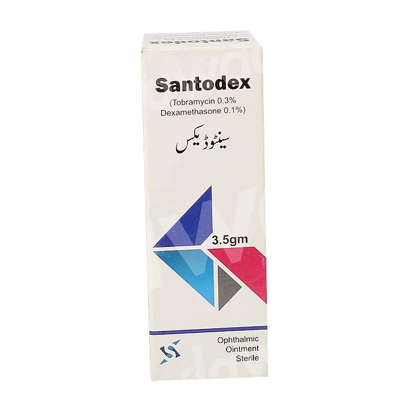Santodex (0.3/0.1%) 3.5G Eye Ointment — authentic medicine packaging