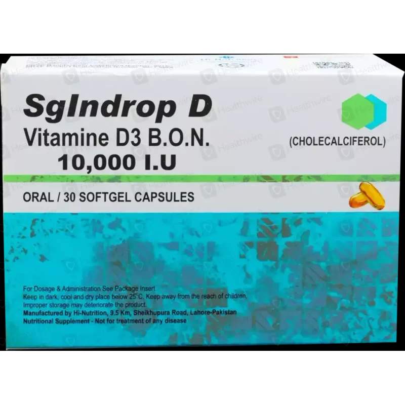 Sgindrop D (10,000Iu) 30 Capsules — authentic medicine packaging