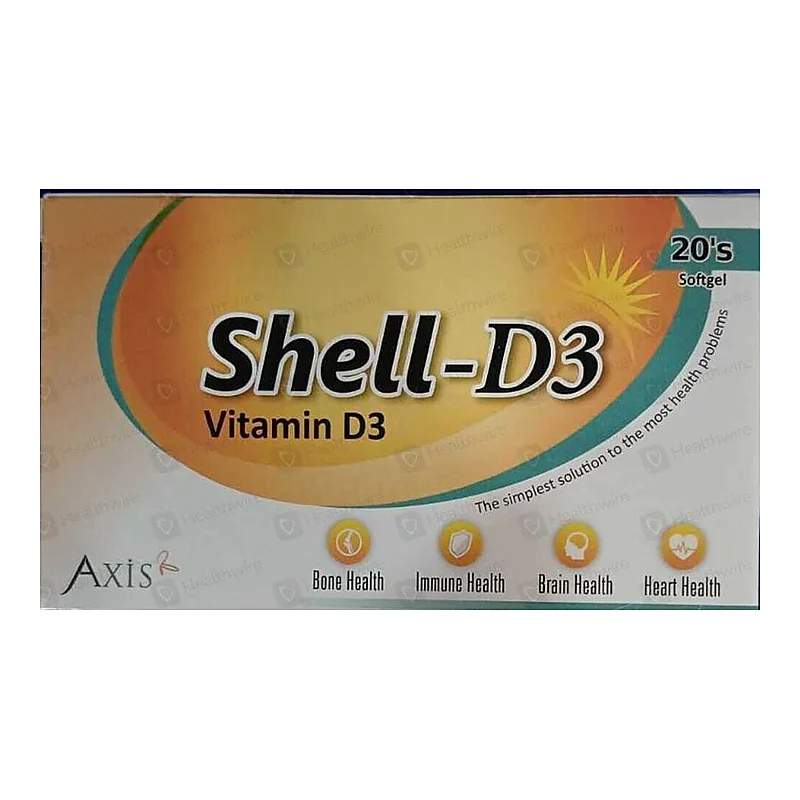 Shell D3 20 Softgels — authentic medicine packaging