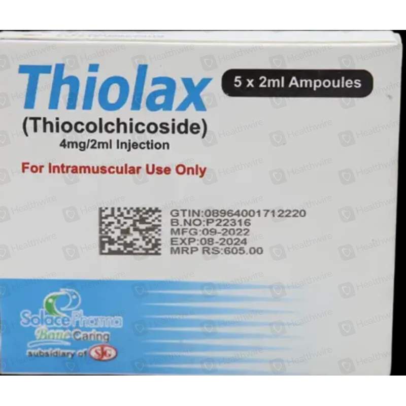 Thiolax (4Mg/2Ml) 5 Ampoule Injections — authentic medicine packaging
