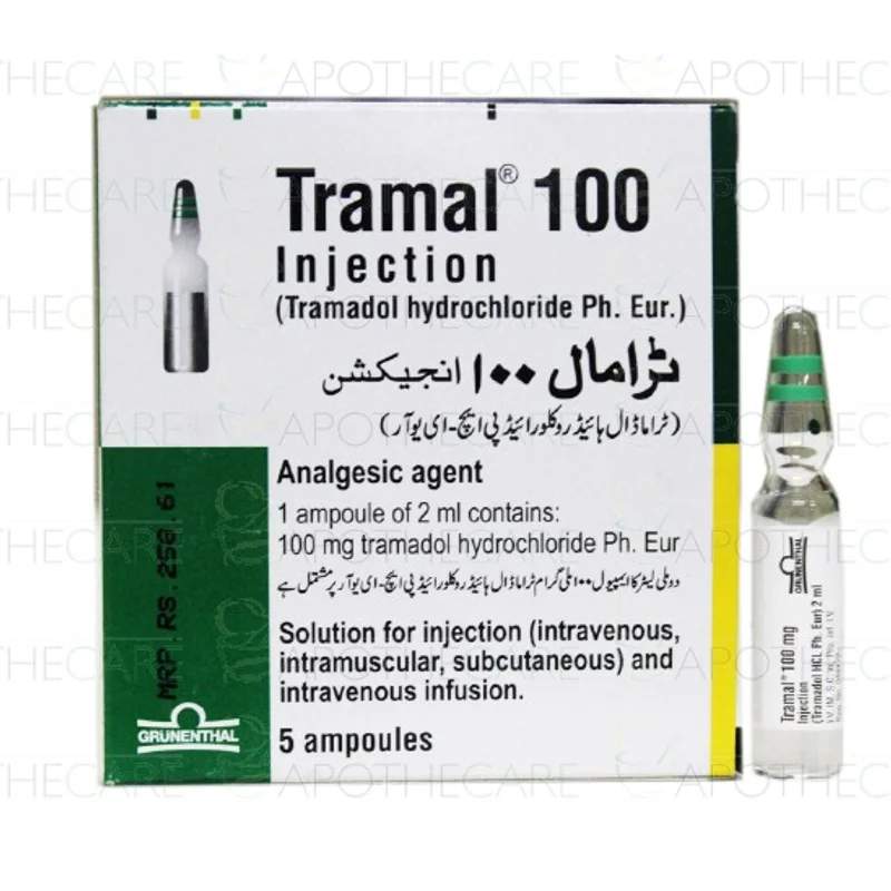 Tramal (100Mg) 2Ml 5 Ampoule Injections — authentic medicine packaging