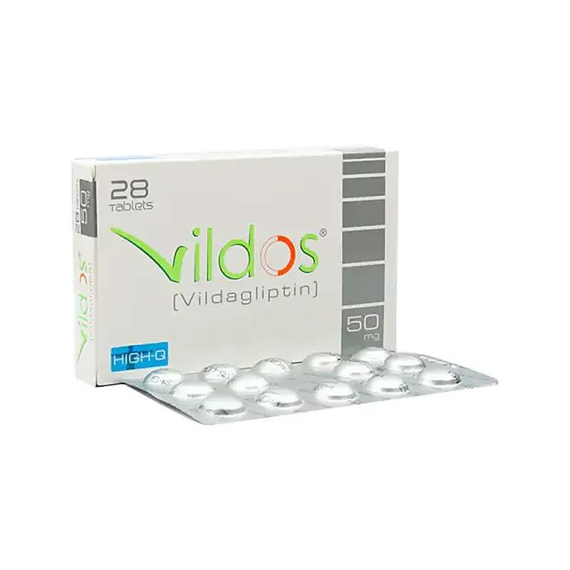Vildos (50Mg) 28 Tablets — authentic medicine packaging