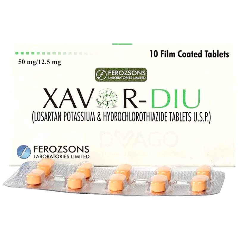 Xavor Diu (50/12.5Mg) 10 Tablets — authentic medicine packaging