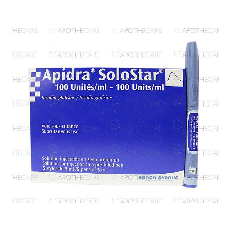 Apidra Solostar (100Iu/Ml) 3Ml 5 Insulin Injection Pens