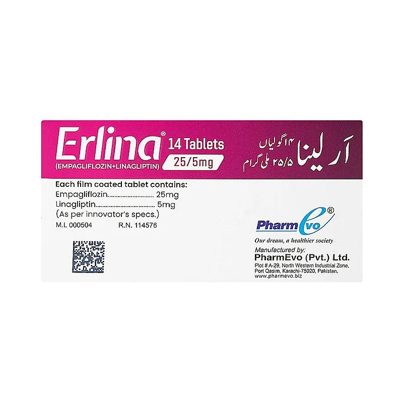 Erlina (25Mg/5Mg) 14 Tablets