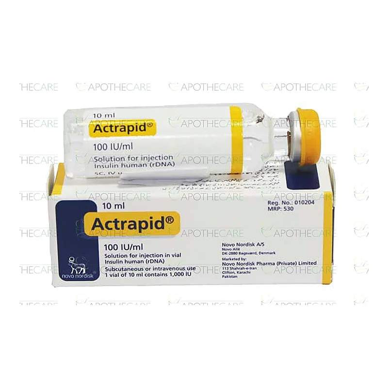 Actrapid Hm (100Iu) 10Ml, 1 Vial Injection — authentic medicine packaging