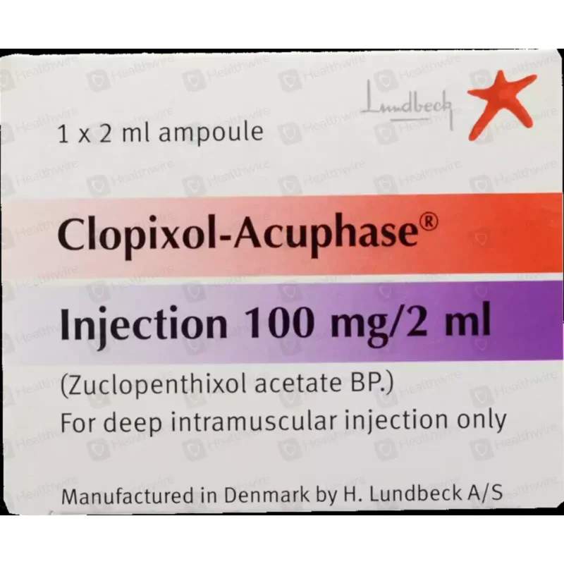 Clopixol Acuphase (100Mg/2Ml) 1 Ampoule Injection — authentic medicine packaging