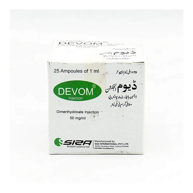 Devom (50Mg/Ml) 25 Ampoule Injections — authentic medicine packaging