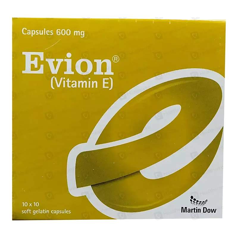 Evion (200Mg) 100 Capsules — authentic medicine packaging