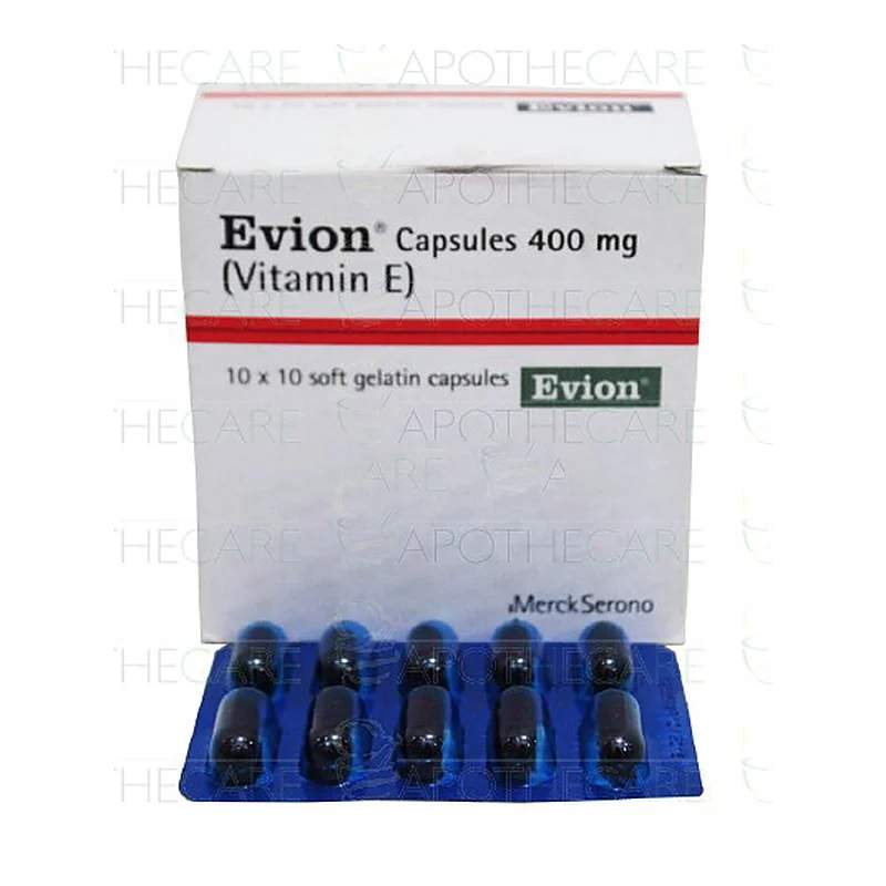 Evion (600Mg) 100 Capsules — authentic medicine packaging