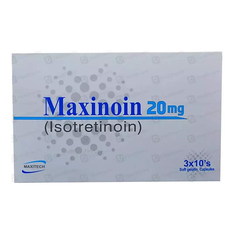 Maxinoin (20Mg) 30 Capsules — authentic medicine packaging