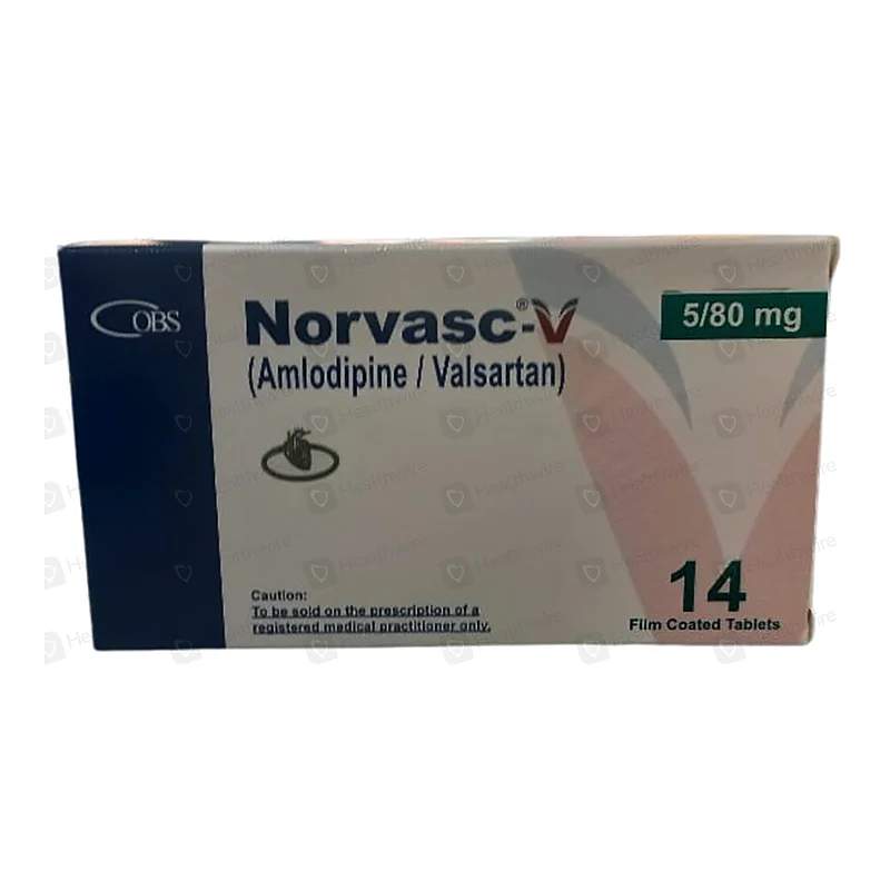 Norvasc V (5Mg/80Mg) 14 Tablets — authentic medicine packaging