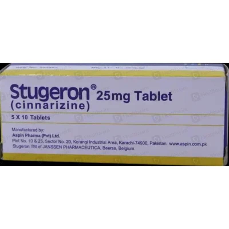 Stugeron (25Mg) 50 Tablets — authentic medicine packaging